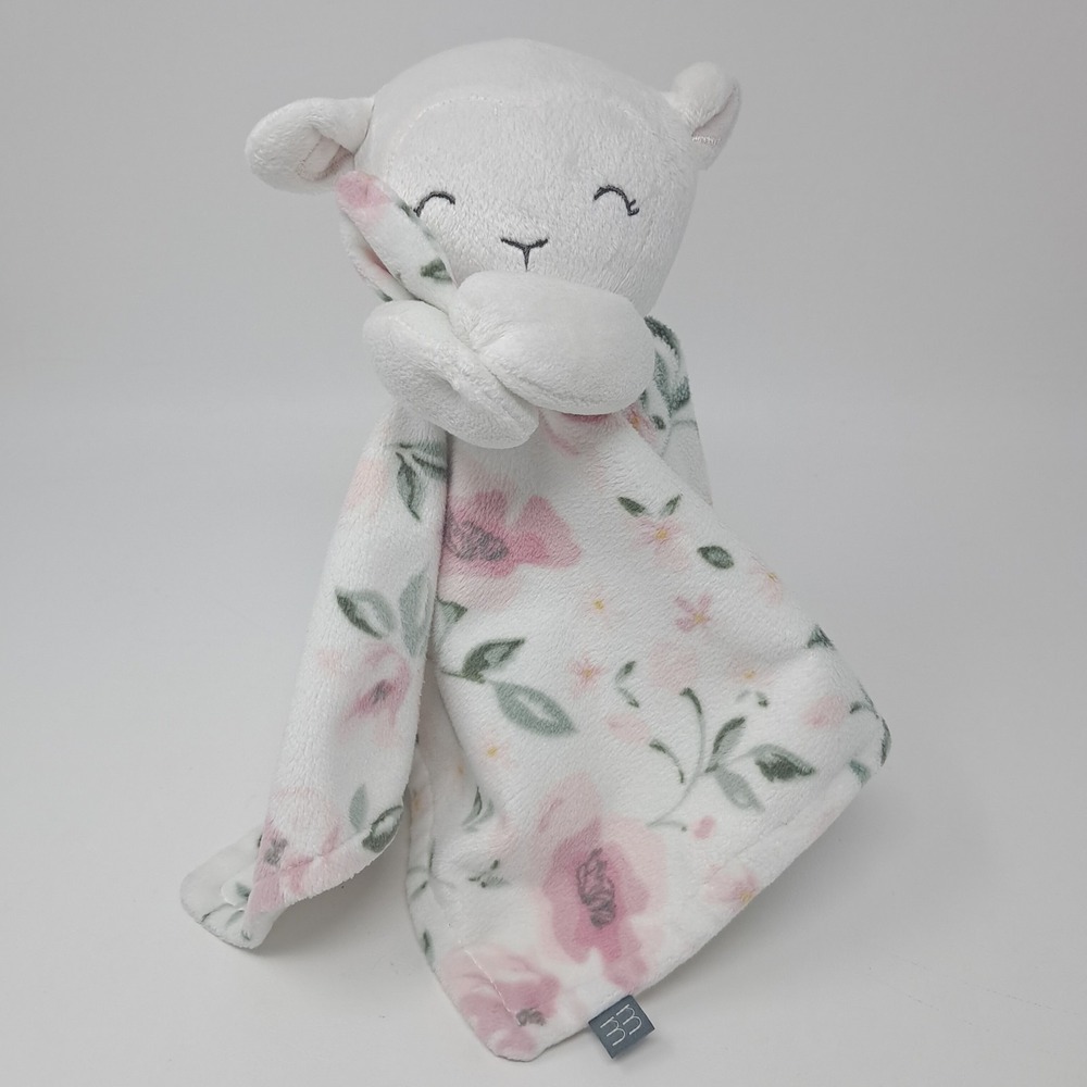 Modern Moments Gerber White Lamb Lovey Security Baby Blanket Pink Floral Plush